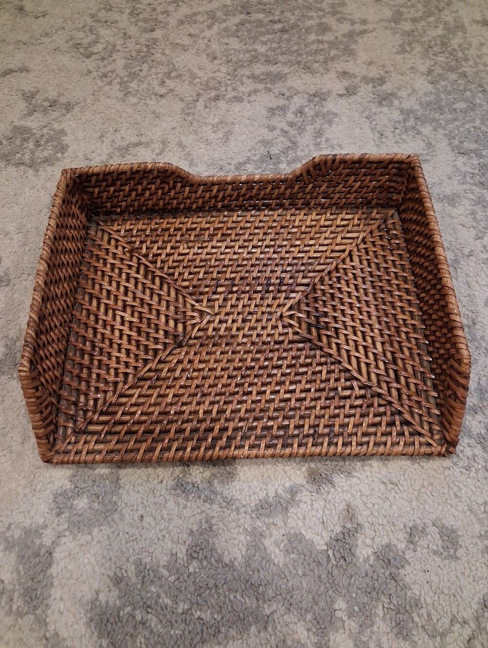 Wooden Wicker Paper Tray Organizer